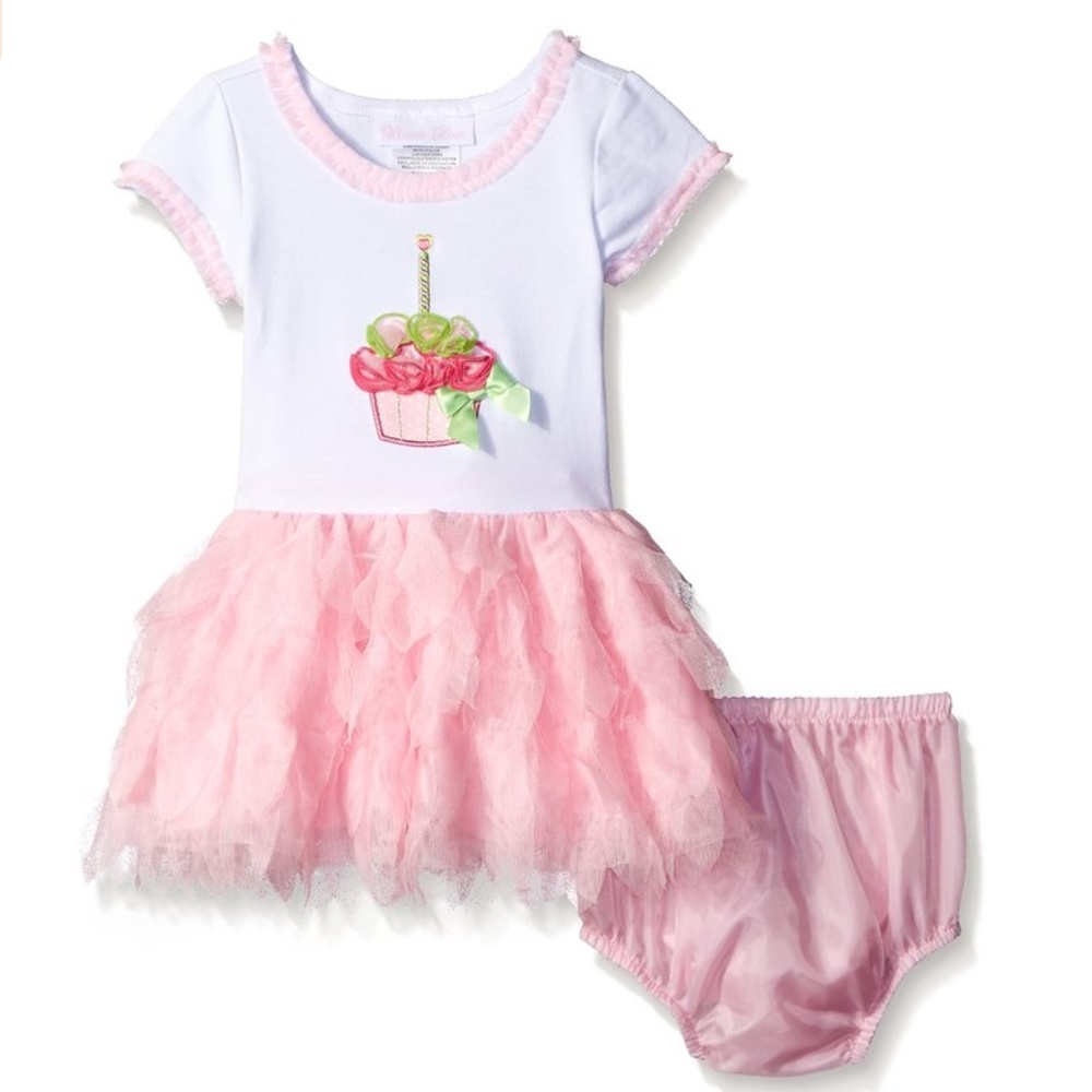 Bonnie Jean Baby Birthday Cupcake Pink Tutu Dress